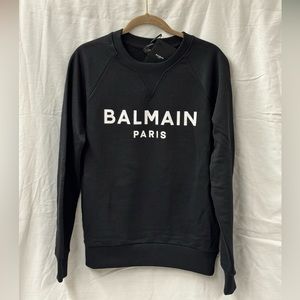 Men’s Balmain Logo Print Black Sweatshirt, Size Small